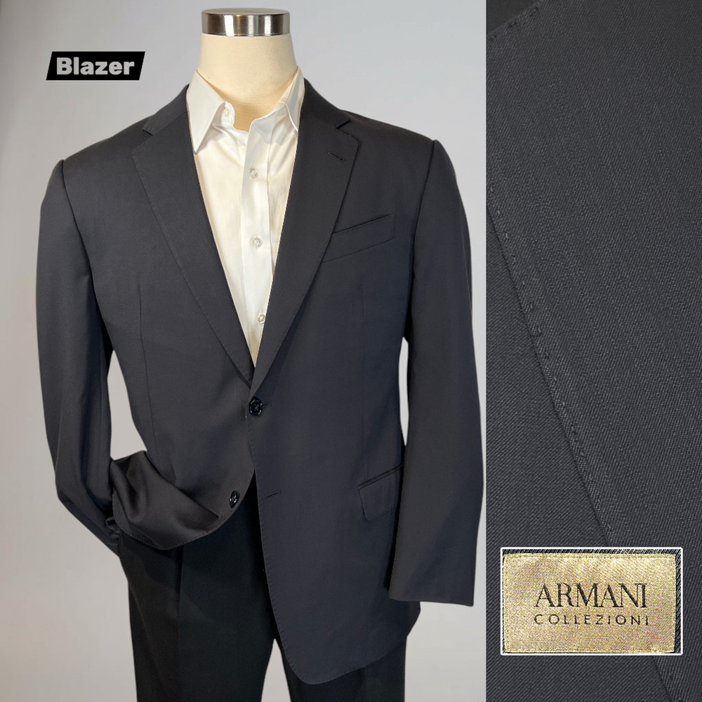 Armani Collezioni G-Line 46-48R Midnight Blue Virgin Wool Blazer Sport Jacket